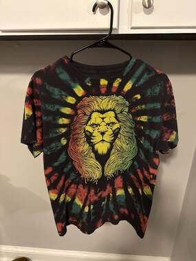 ODM "It's About The Art" Rasta Lion Tie Dye T-Shirt, Size Medium